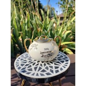 Pearl China Co 50th Anniversary Sugar Bowl  22-Karat Gold